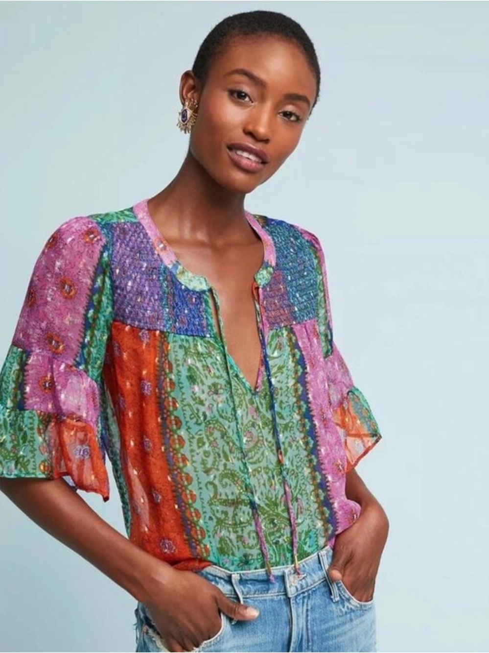 Anthropologie Antonella Peasant Top